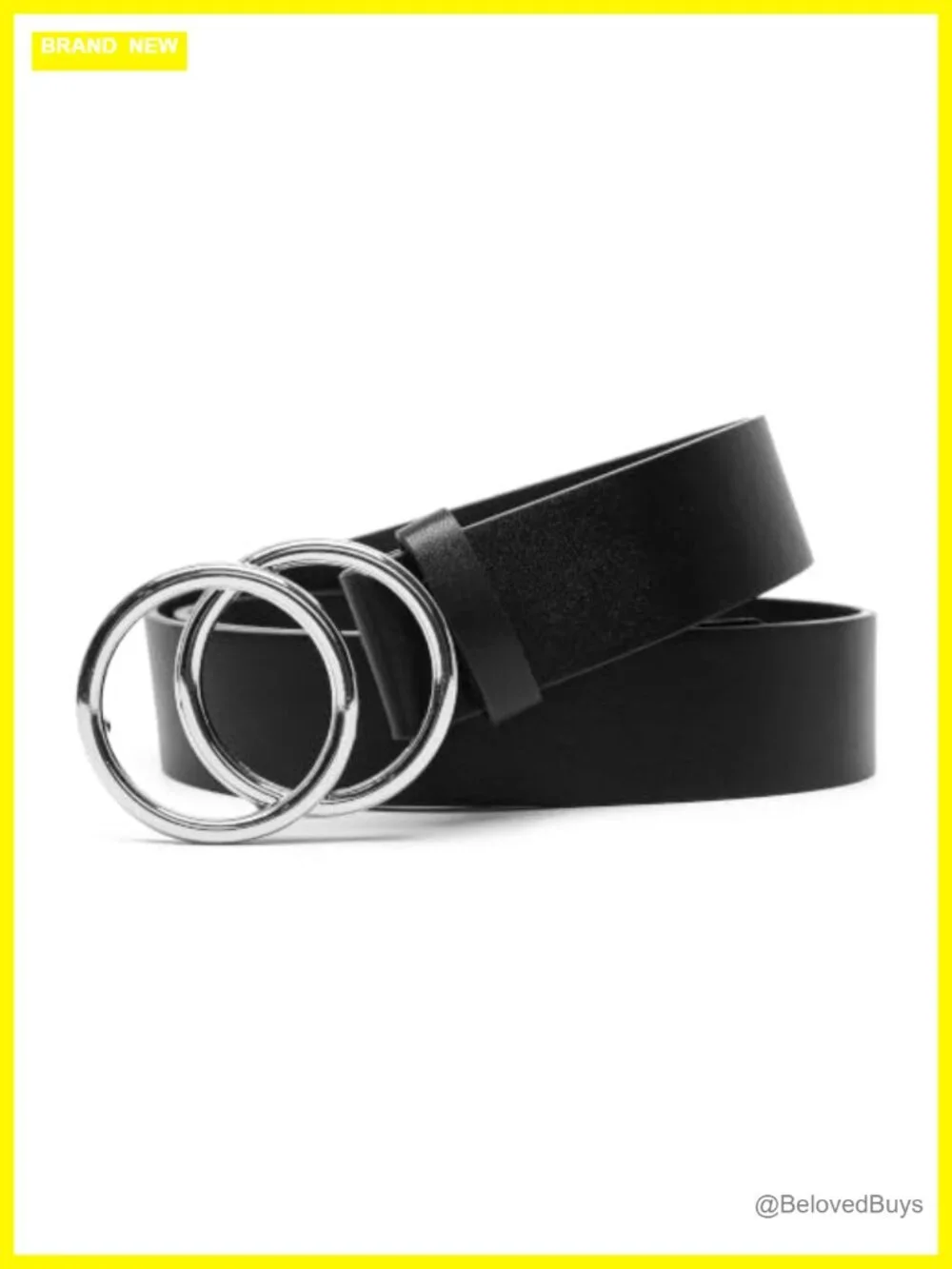 Faux Leather Double Ring Belt 1.25 Inch Waist Accessory